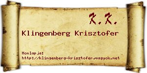 Klingenberg Krisztofer névjegykártya